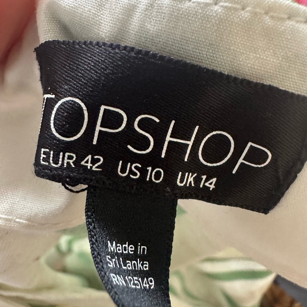 Topshop Women’s Pants 10 Green White Stripe Tapered Leg Linen Viscose - Picture 5 of 9